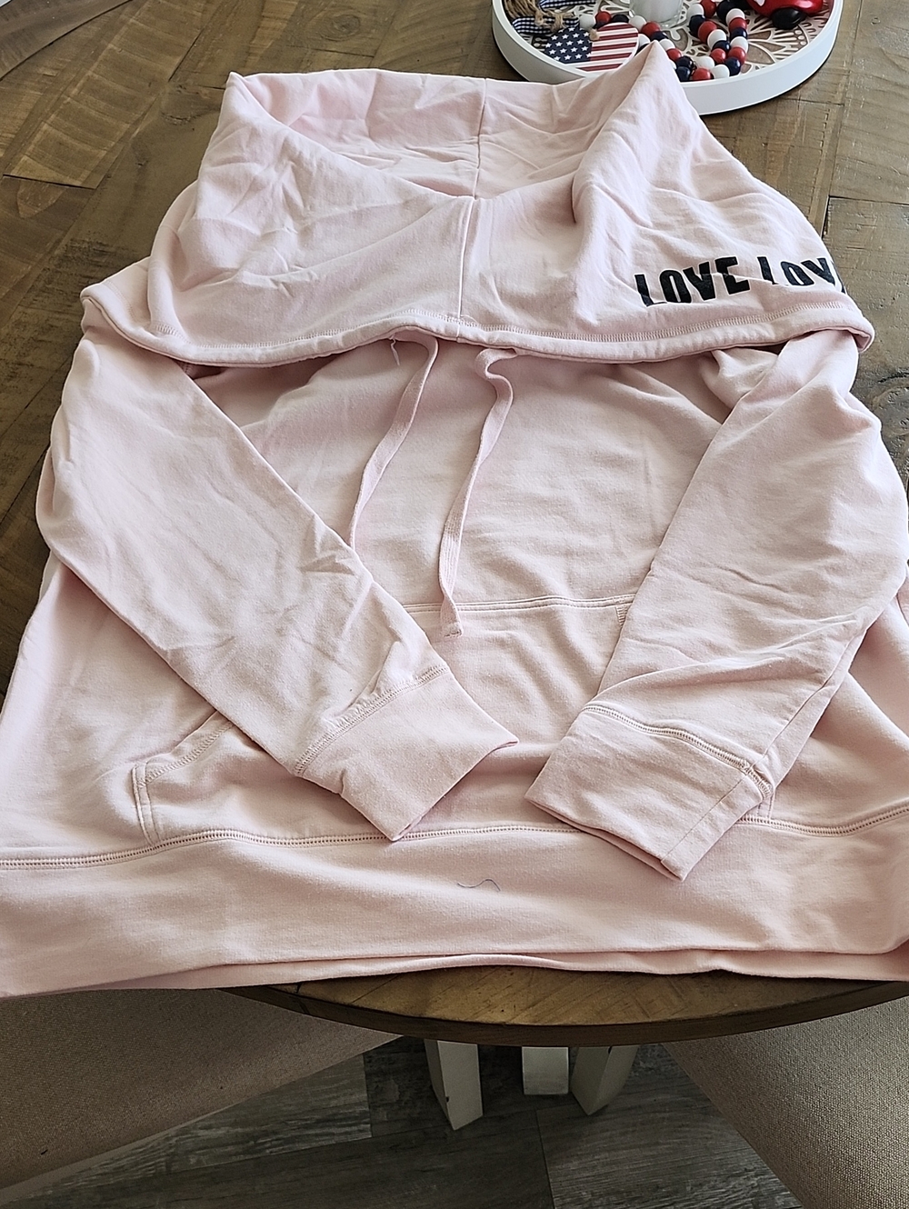 New York & Company Light Pink 'LOVE' Off-Shoulder Hoodie